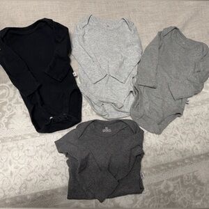 The Honest Company Black and Gray Bodysuits